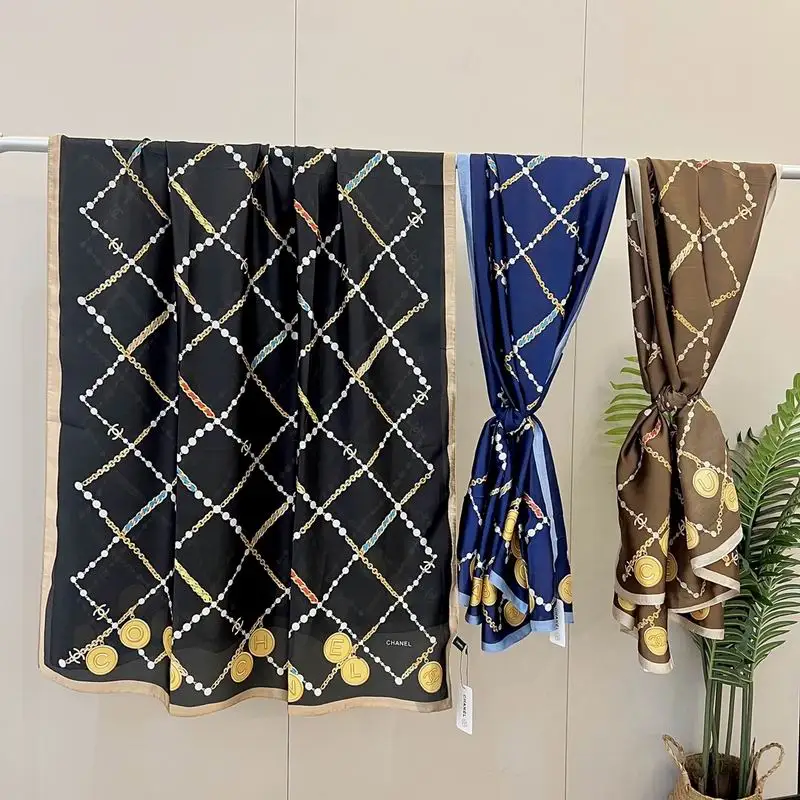 Chanel silk scarf 90-180cm E20 (7)